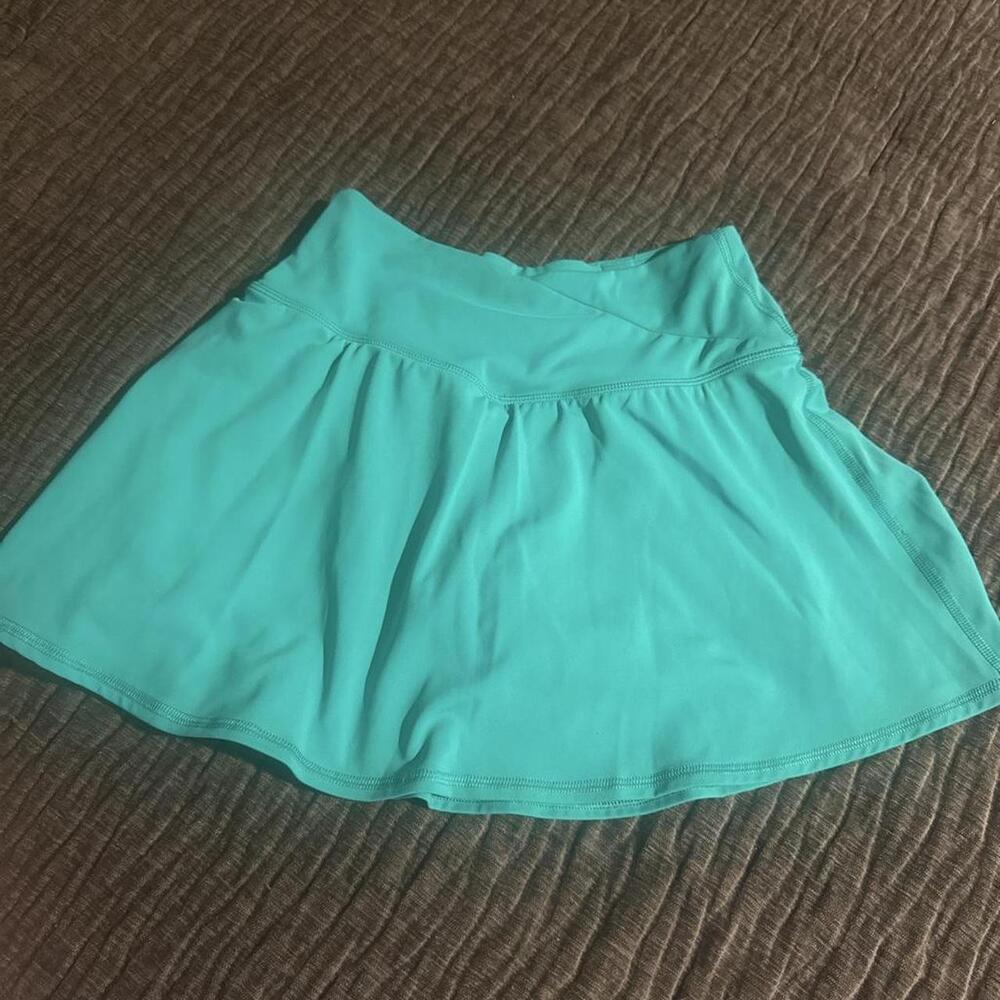 Turquoise Crossover Waist Athletic Tennis Skort